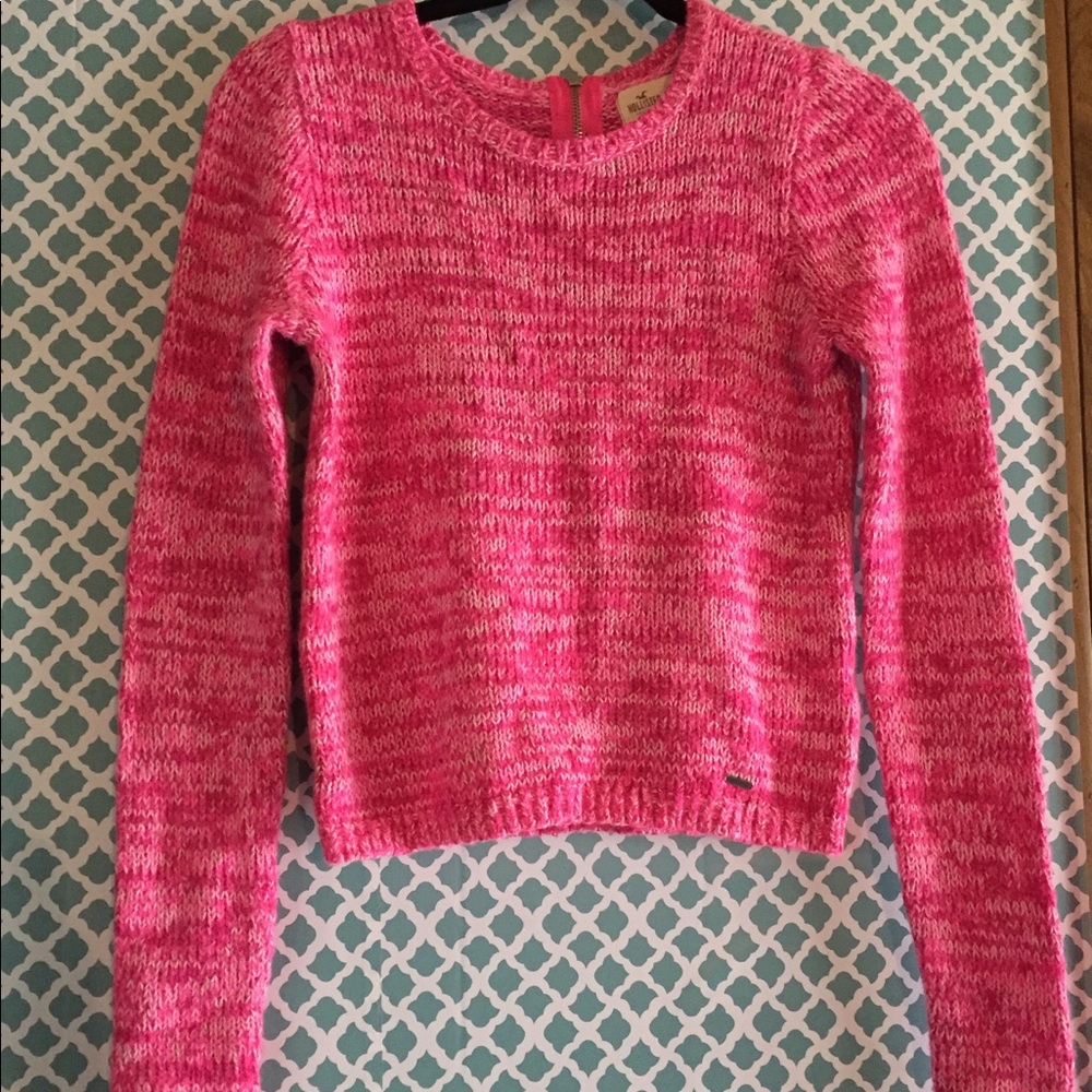 Hot Pink Hollister Sweater with Zipper back